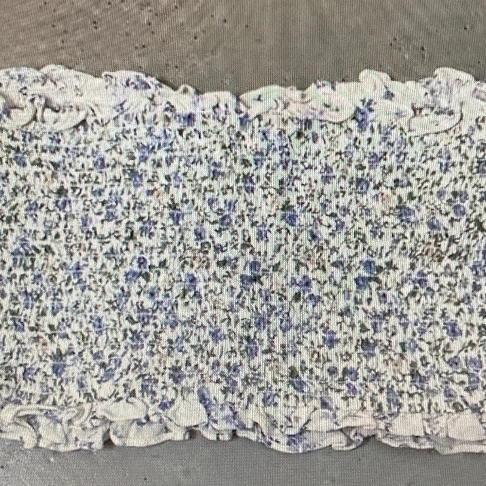 Reformation White Floral Smocked Top with Lavender and Green Accents - Picture 2 of 5